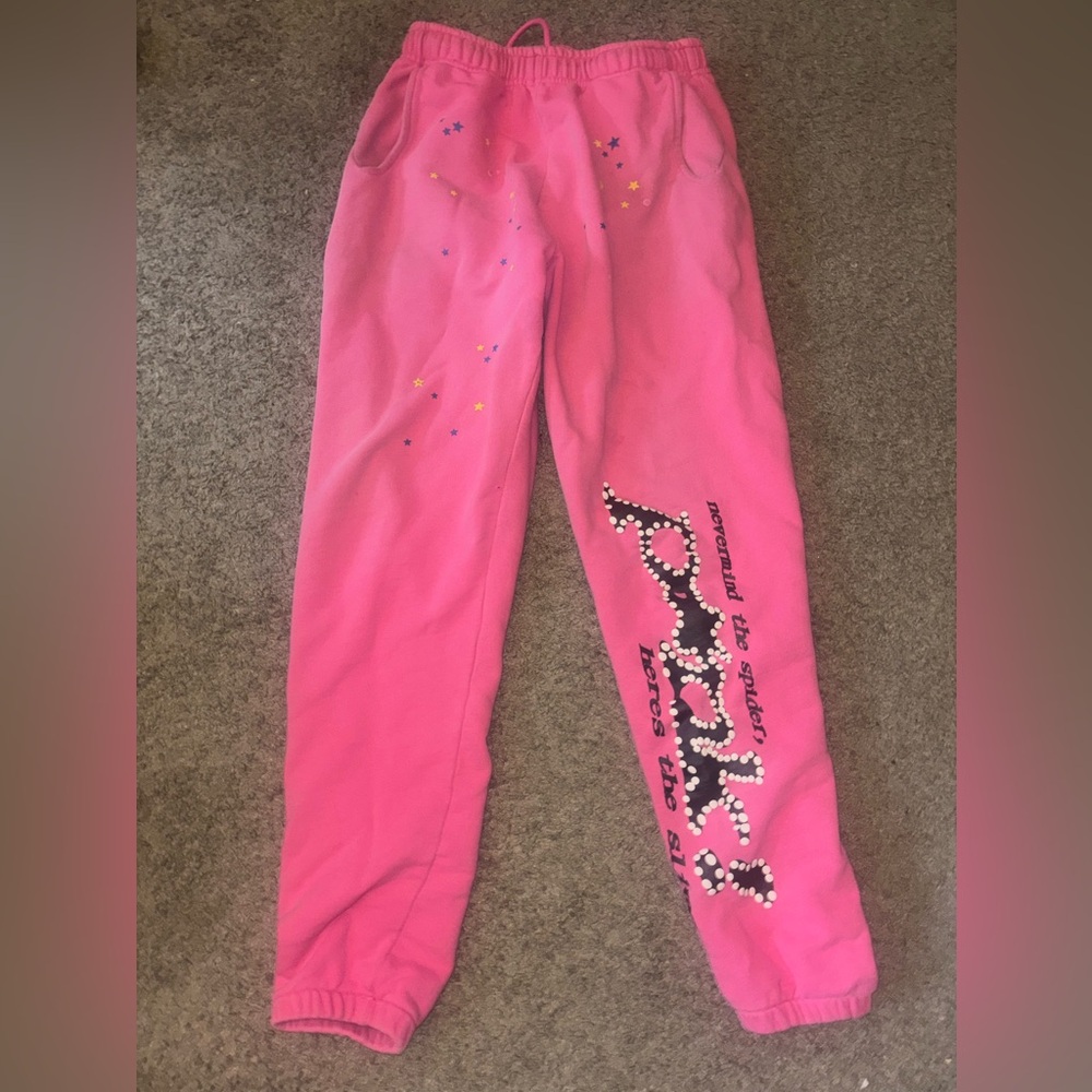 Pink Sp5der sweatpants